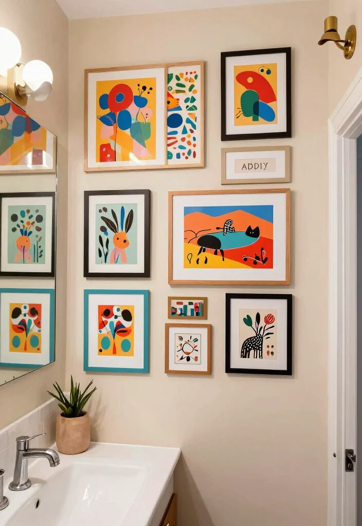 16 Bathroom Frames Decor Wall Art Ideas That Elevate Small Spaces 53 16 Bathroom Frames Decor Wall Art Ideas That Elevate Small Spaces - 13. Colorful Art Collages 1