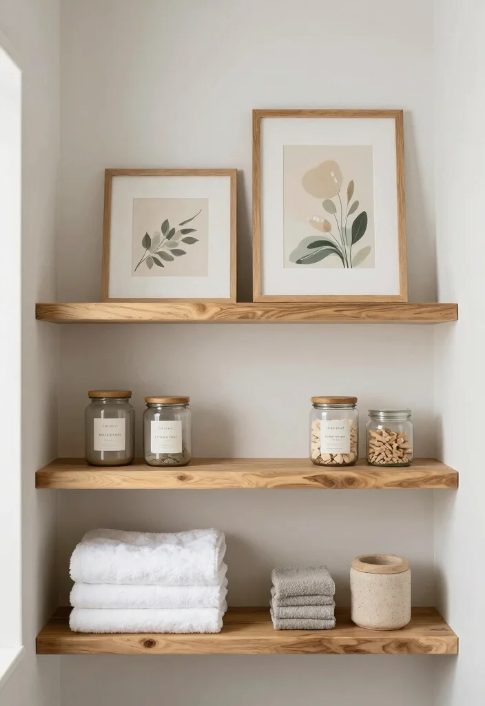 16 Bathroom Frames Decor Wall Art Ideas That Elevate Small Spaces 65 16 Bathroom Frames Decor Wall Art Ideas That Elevate Small Spaces - 15. Artful Shelving 1