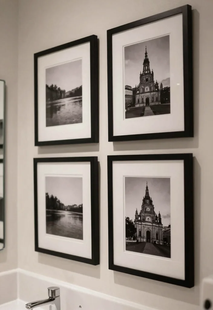 16 Bathroom Frames Decor Wall Art Ideas That Elevate Small Spaces 27 16 Bathroom Frames Decor Wall Art Ideas That Elevate Small Spaces - 7. Monochrome Photography 1