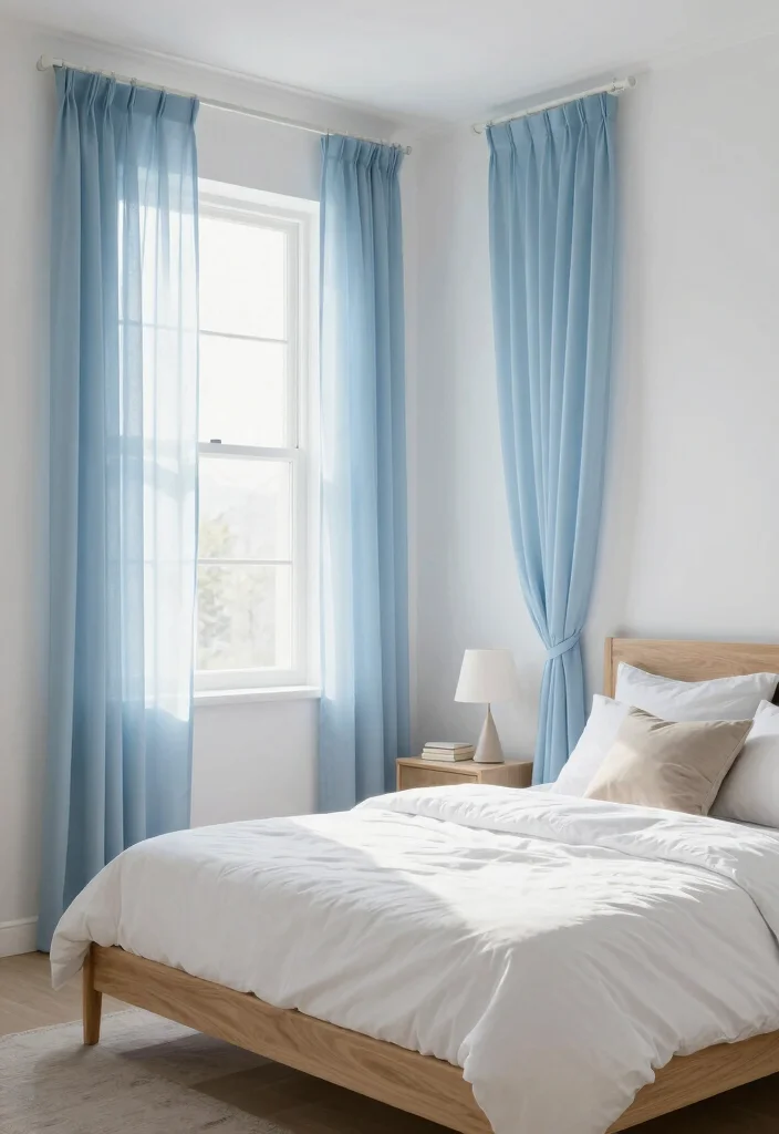 16 Blue Curtains Bedroom Ideas That Feel Calm & Cozy - 1. Light Blue Sheer Curtains 1