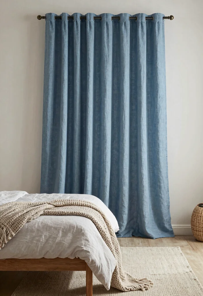 16 Blue Curtains Bedroom Ideas That Feel Calm & Cozy - 11. Textured Blue Curtains 1