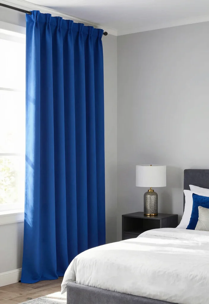 16 Blue Curtains Bedroom Ideas That Feel Calm & Cozy - 15. Bold Cobalt Blue Curtains 1