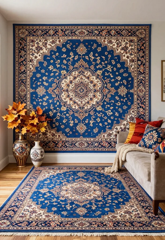 16 Blue Persian Rug Wallpaper Ideas With Luxe Vibes - 15. Seasonal Decor Changes 1