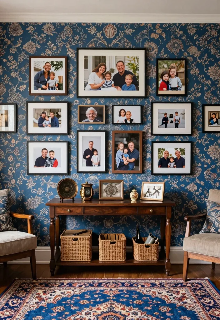 16 Blue Persian Rug Wallpaper Ideas With Luxe Vibes - 16. Personal Touches 1