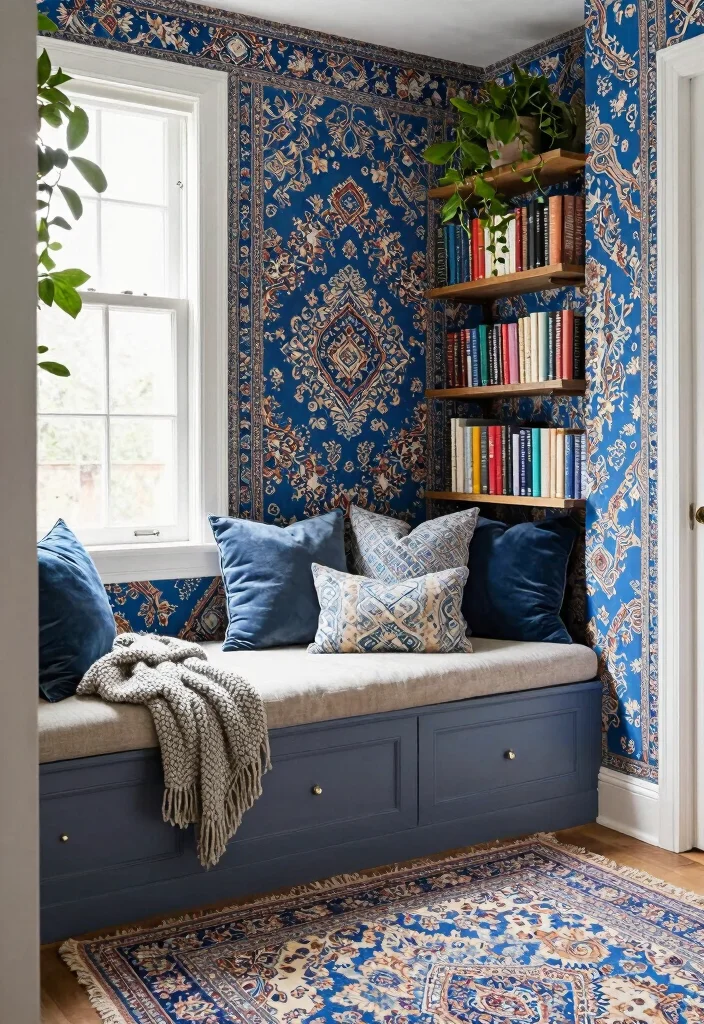 16 Blue Persian Rug Wallpaper Ideas With Luxe Vibes - 2. Layering Textures 1
