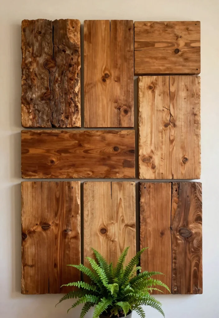 16 Earthy Wall Art Ideas for a Warm Natural Look - 1. Rustic Wood Panels 1