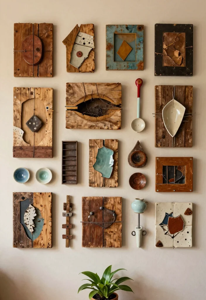 16 Earthy Wall Art Ideas for a Warm Natural Look - 10. Upcycled Art 1
