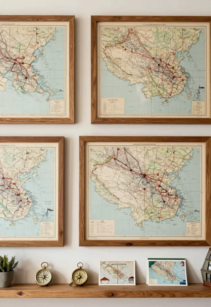 16 Earthy Wall Art Ideas for a Warm Natural Look - 7. Vintage Maps 1
