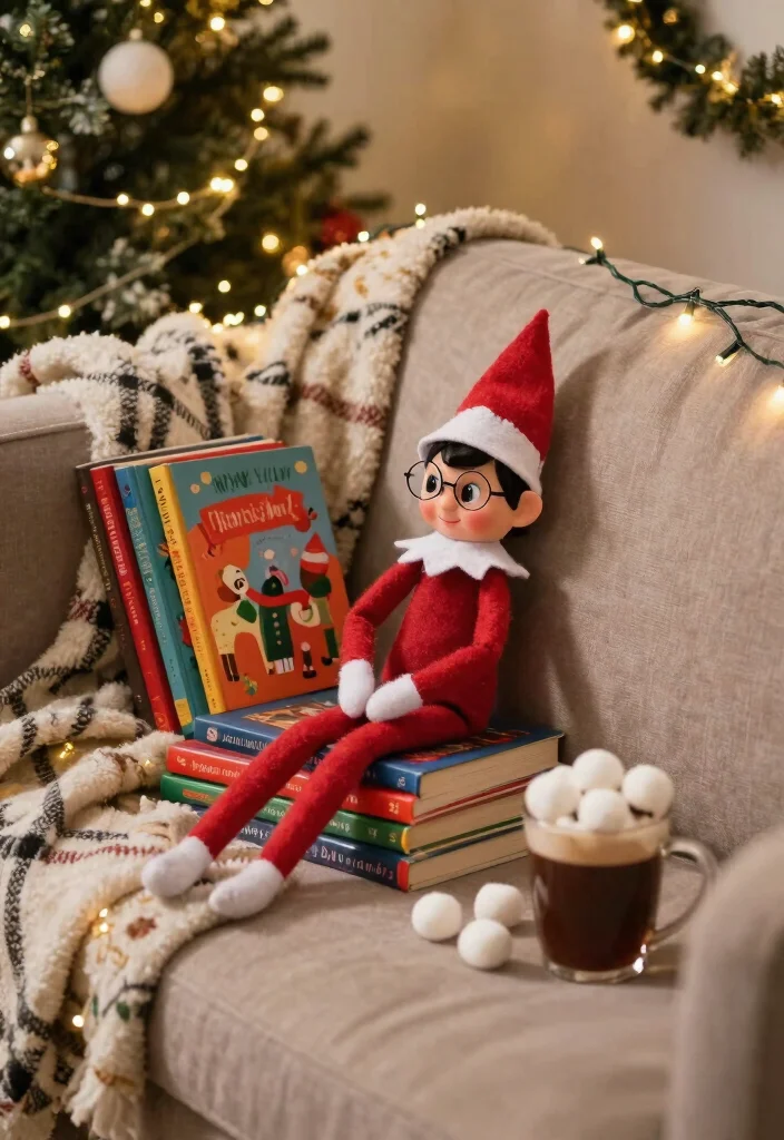 16 Elf on the Shelf Ideas That Kids Will Obsess Over - 1. Elf Reading Christmas Books 1