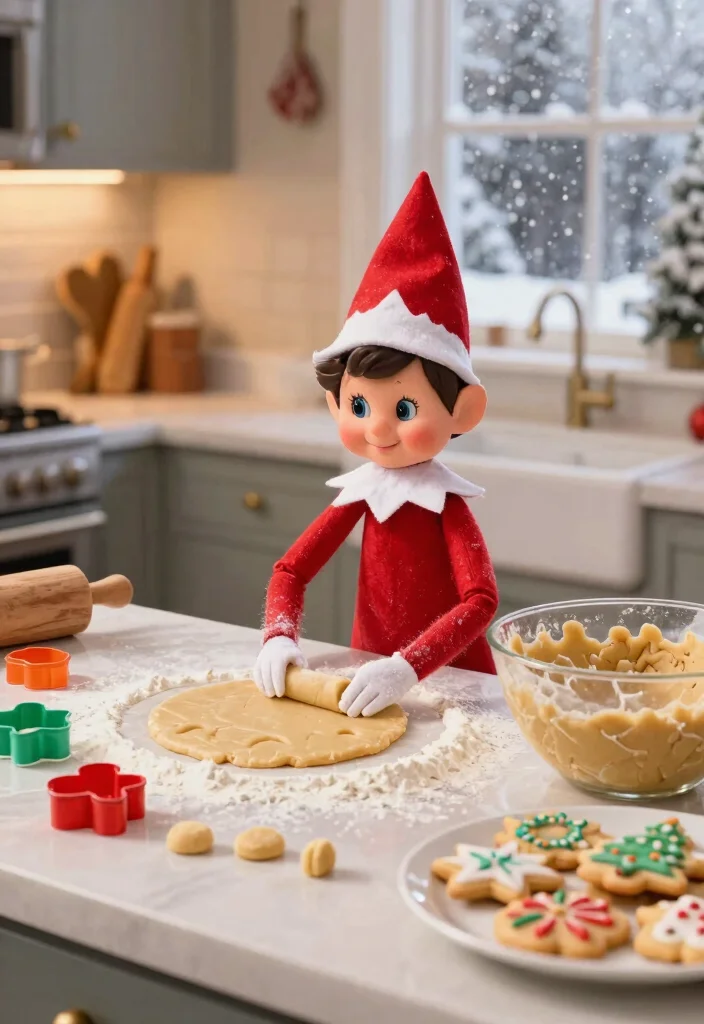 16 Elf on the Shelf Ideas That Kids Will Obsess Over - 2. Elf Baking Cookies 1