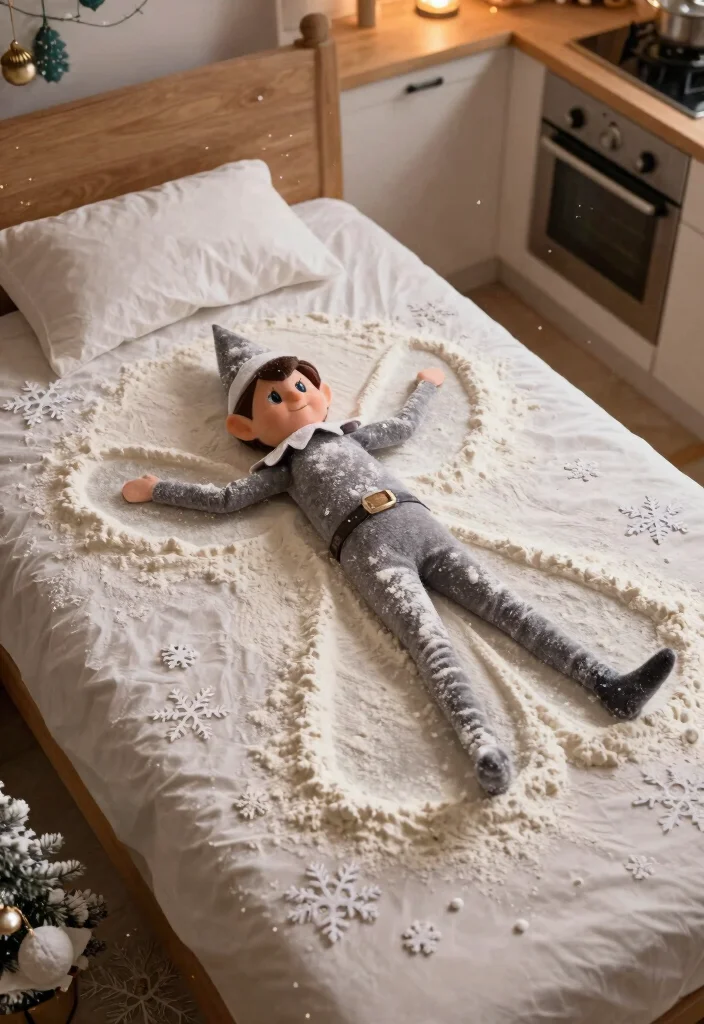 16 Elf on the Shelf Ideas That Kids Will Obsess Over - 4. Elf Making Snow Angels 1
