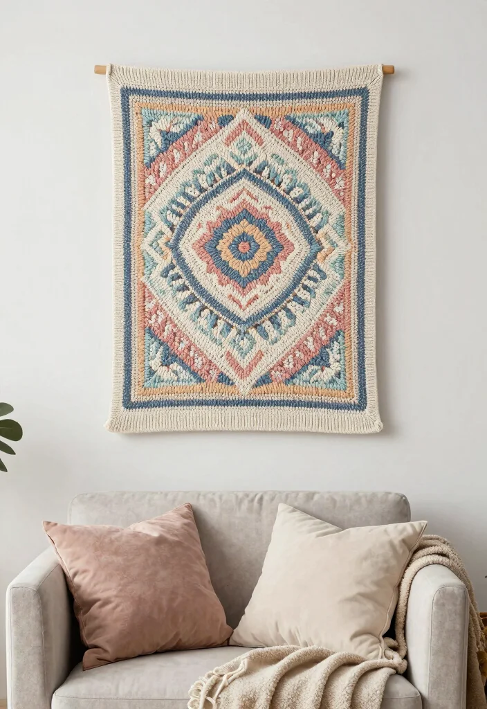 16 Feminine Wall Art Ideas With Soft Chic Vibes - 14. Cozy Knit Wall Art 1