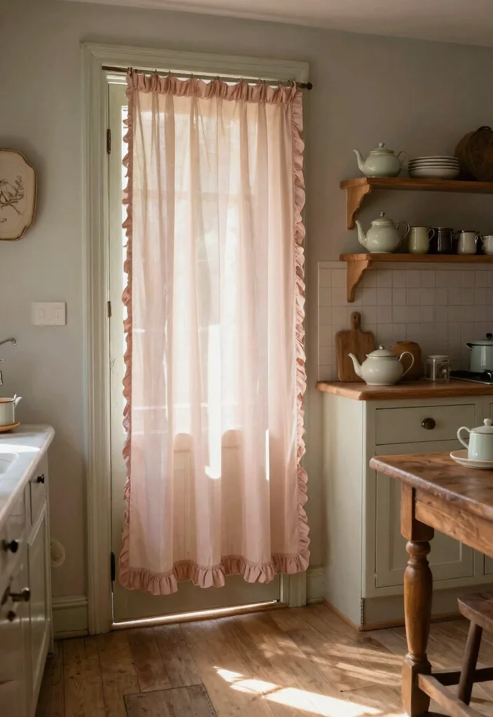 16 Kitchen Door Curtains Ideas That Add Cozy Charm - 13. Shabby Chic Style 1