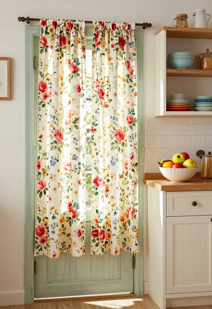 16 Kitchen Door Curtains Ideas That Add Cozy Charm - 3. Floral Print Fabrics 1