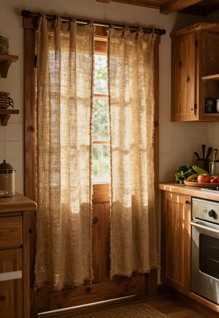 16 Kitchen Door Curtains Ideas That Add Cozy Charm - 6. Natural Textured Fabrics 1