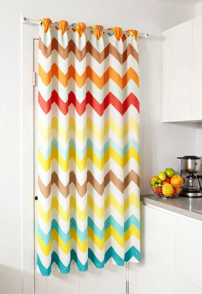 16 Kitchen Door Curtains Ideas That Add Cozy Charm - 7. Chevron Patterns 1
