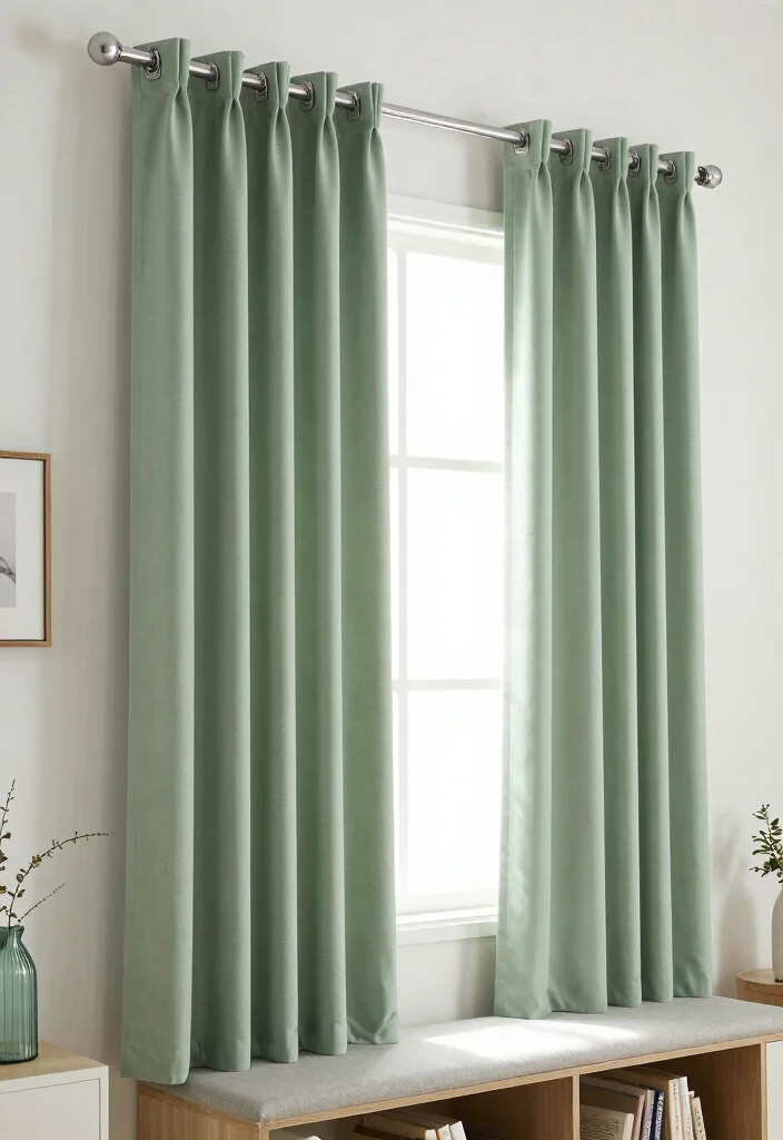 16 Sage Green Curtains Ideas for a Soft Earthy Look 54 16 Sage Green Curtains Ideas for a Soft Earthy Look - 14. Functional Curtain Solutions 1