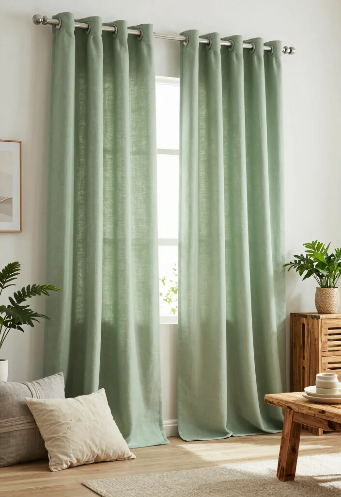 16 Sage Green Curtains Ideas for a Soft Earthy Look 66 16 Sage Green Curtains Ideas for a Soft Earthy Look - 16. Sustainable Fabric Choices 1
