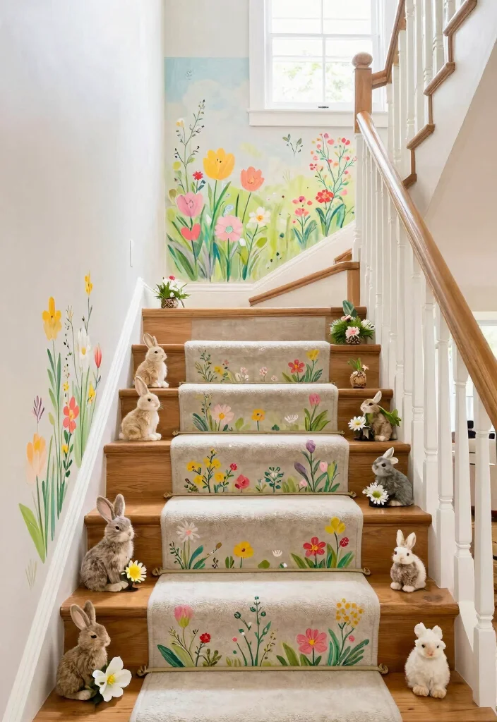 16 Stairs Wall Art Ideas That Turn Empty Space Into a Gallery - 11. Seasonal Decor Changes 1