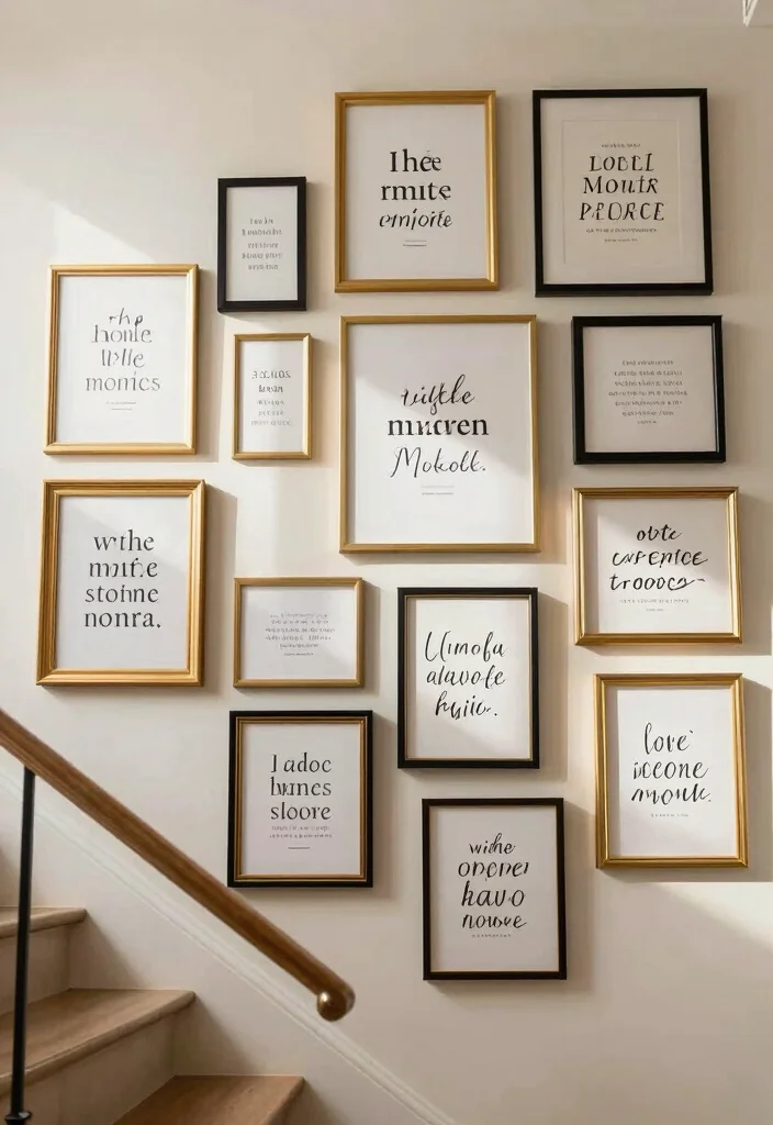 16 Stairs Wall Art Ideas That Turn Empty Space Into a Gallery - 15. Personal Quotes and Affirmations 1
