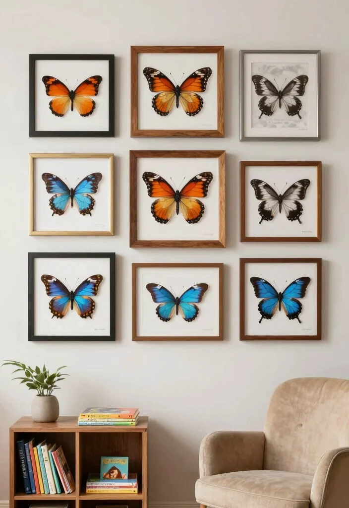 17 Butterfly Wall Art Ideas That Feel Whimsical & Light - 2. Framed Butterfly Prints 1