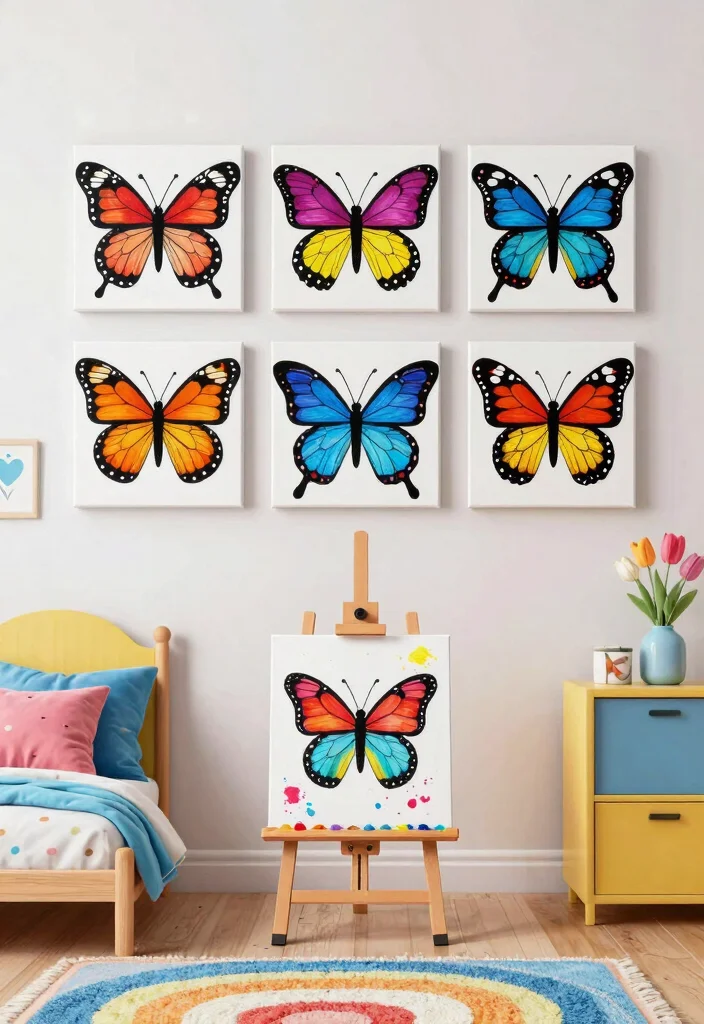 17 Butterfly Wall Art Ideas That Feel Whimsical & Light - 6. DIY Butterfly Canvas Art 1
