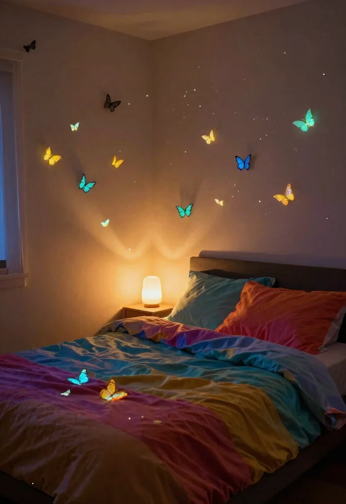 17 Butterfly Wall Art Ideas That Feel Whimsical & Light - 9. Glow-in-the-Dark Butterflies 1