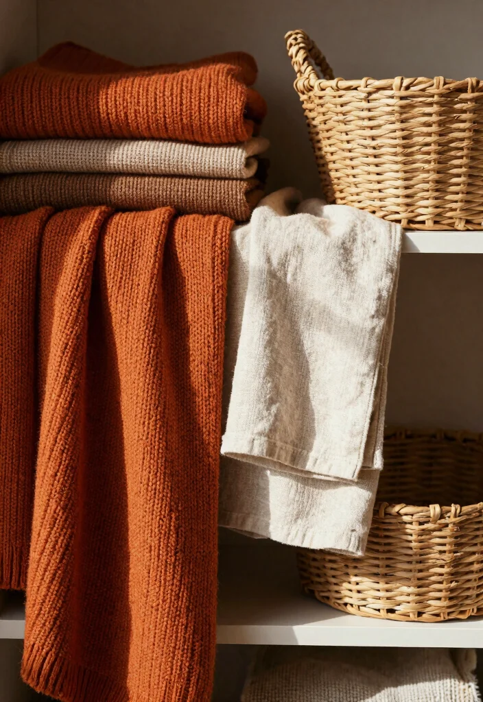 17 Fall Shelf Decor Ideas for a Cozy Autumn Refresh - 1. Layered Textiles 1