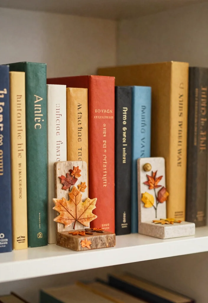 17 Fall Shelf Decor Ideas for a Cozy Autumn Refresh - 14. Unique Bookends 1