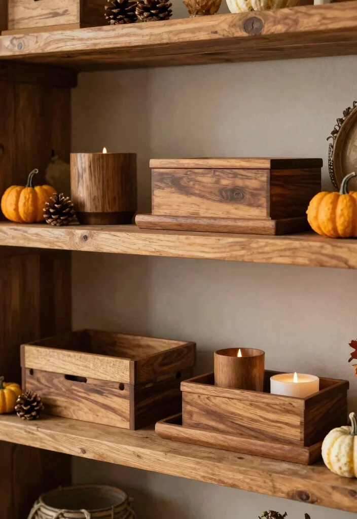 17 Fall Shelf Decor Ideas for a Cozy Autumn Refresh - 3. Rustic Wood Accents 1