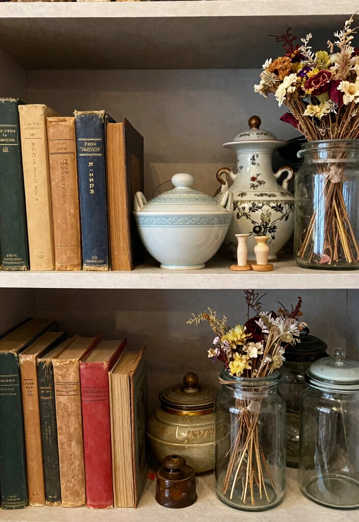 17 Fall Shelf Decor Ideas for a Cozy Autumn Refresh - 7. Vintage Finds 1