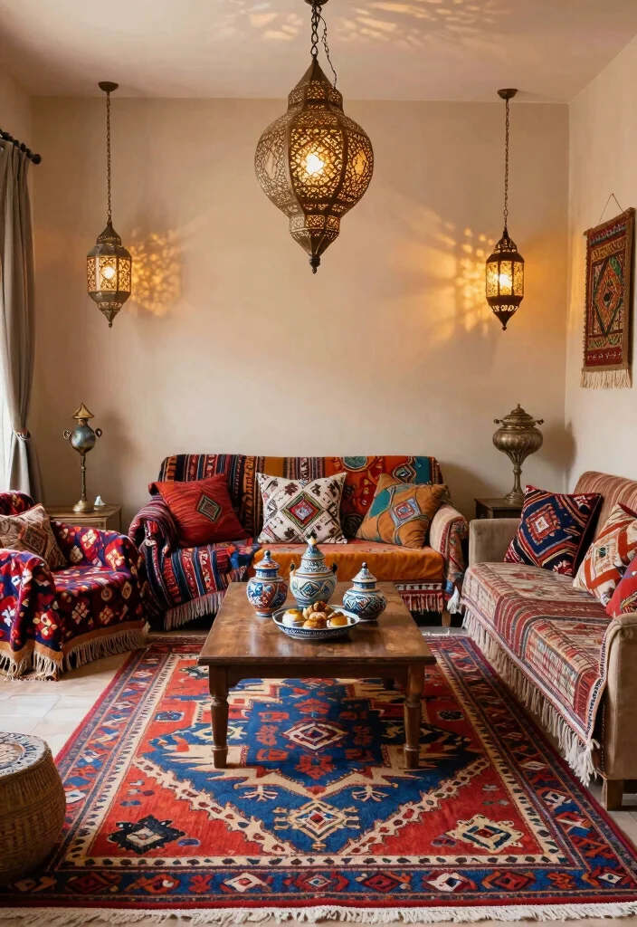 17 Moroccan Rug Living Room Ideas With Bold Boho Vibes - 17. Incorporating Cultural Elements 1