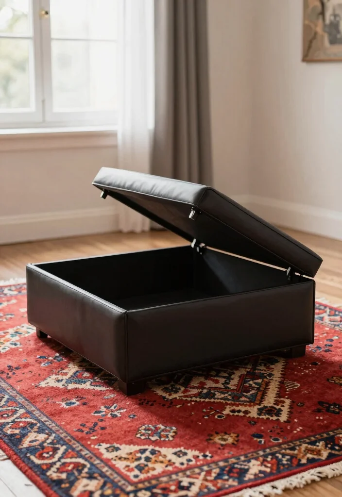 17 Moroccan Rug Living Room Ideas With Bold Boho Vibes - 9. Multifunctional Furniture 1