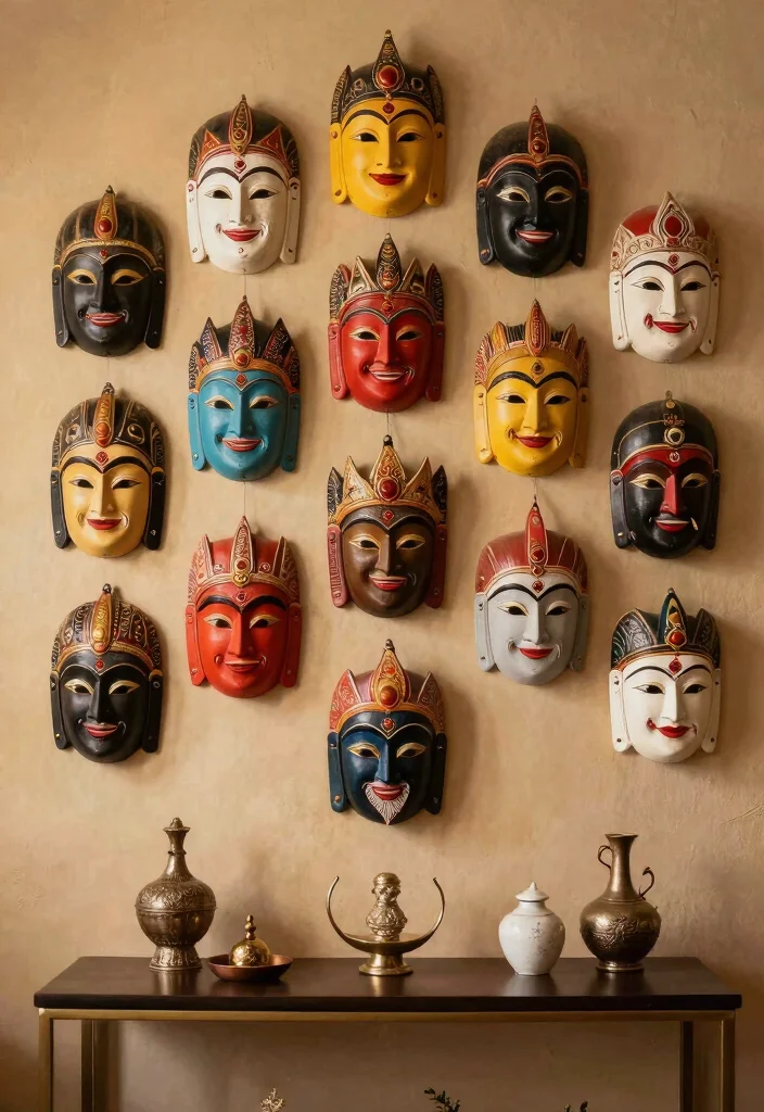 17 Rajasthani Wall Art Ideas Full of Color & Culture 50 17 Rajasthani Wall Art Ideas Full of Color & Culture - 10. Lively Rajasthani Masks 1