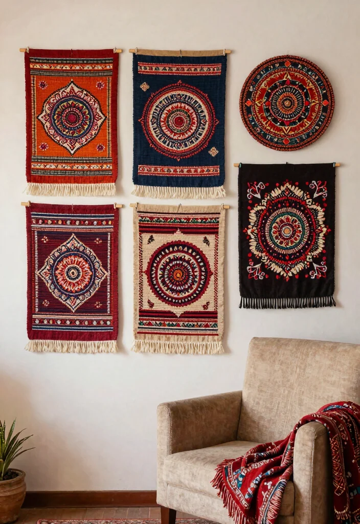 17 Rajasthani Wall Art Ideas Full of Color & Culture 52 17 Rajasthani Wall Art Ideas Full of Color & Culture - 12. Bohemian Fabric Wall Art 1