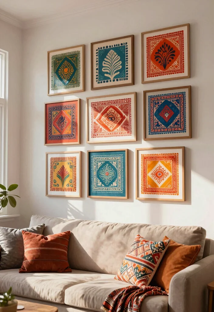 17 Rajasthani Wall Art Ideas Full of Color & Culture 47 17 Rajasthani Wall Art Ideas Full of Color & Culture - 7. Colorful Block Print Wall Art 1