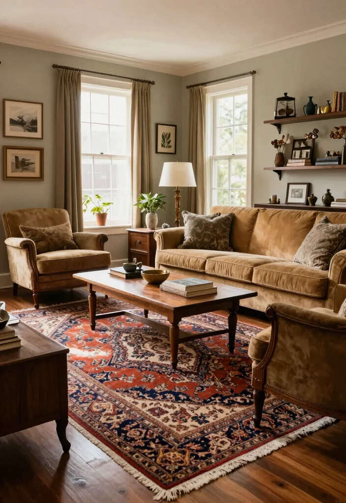 17 Rug Sizes Living Room Ideas for the Perfect Fit 36 17 Rug Sizes Living Room Ideas for the Perfect Fit - 10. The Classic Vintage Rug 1