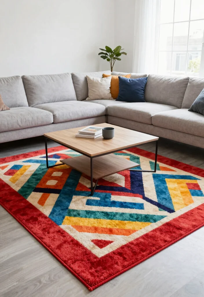 17 Rug Sizes Living Room Ideas for the Perfect Fit 50 17 Rug Sizes Living Room Ideas for the Perfect Fit - 14. The Bold Statement Rug 1