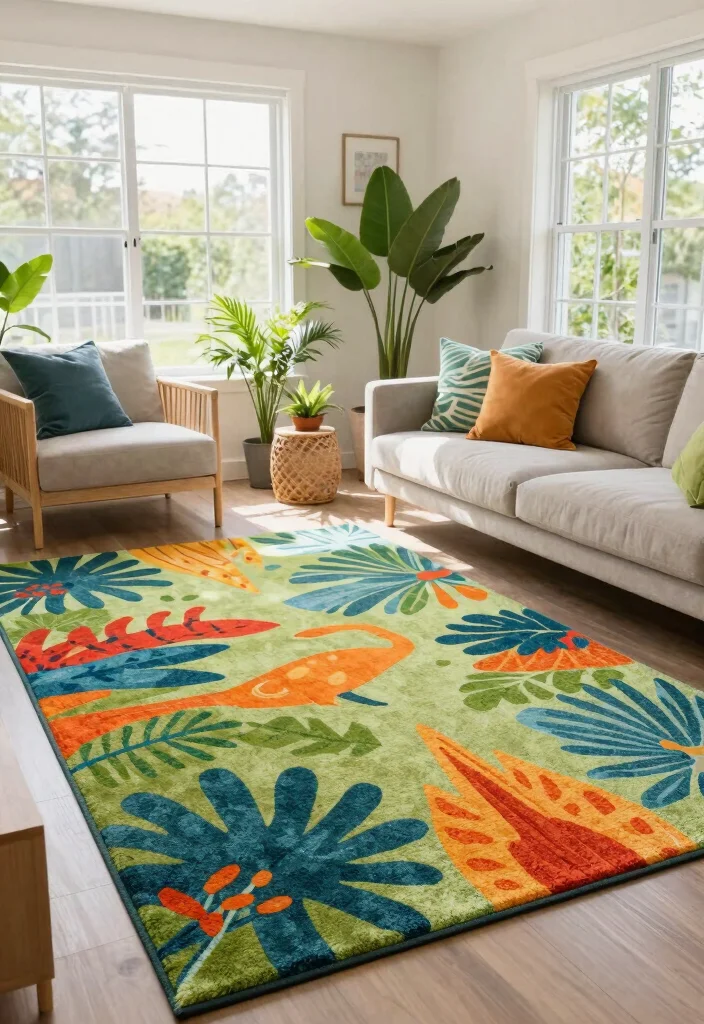 17 Rug Sizes Living Room Ideas for the Perfect Fit 52 17 Rug Sizes Living Room Ideas for the Perfect Fit - 16. The Outdoor-Style Indoor Rug 1