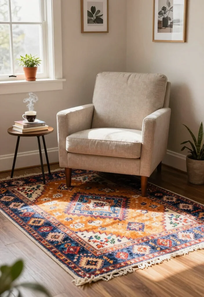 17 Rug Sizes Living Room Ideas for the Perfect Fit 20 17 Rug Sizes Living Room Ideas for the Perfect Fit - 4. The Bold 3x5 Accent Rug 1