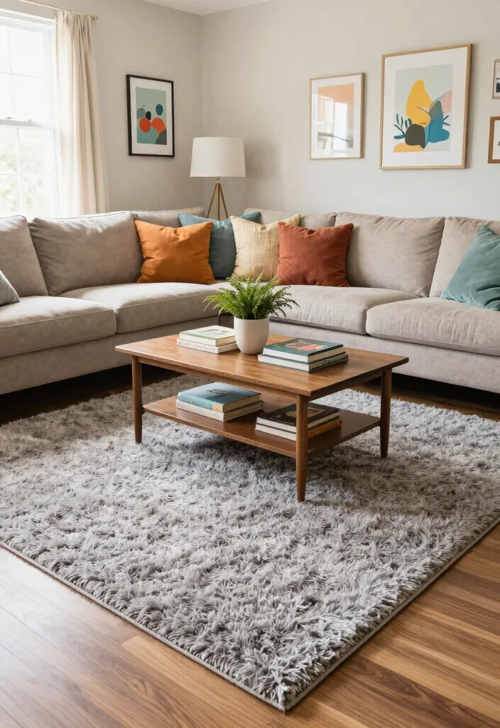 17 Rug Sizes Living Room Ideas for the Perfect Fit 34 17 Rug Sizes Living Room Ideas for the Perfect Fit - 8. The Textured Shag Rug 1