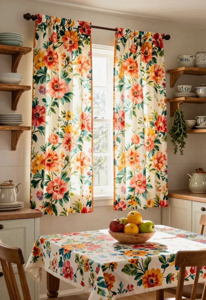 17 Shabby Chic Kitchen Curtains Ideas With Vintage Flair - 2. Vintage Floral Prints 1