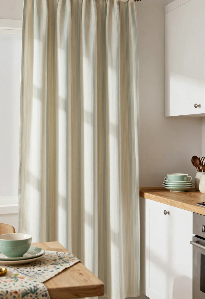 17 Shabby Chic Kitchen Curtains Ideas With Vintage Flair - 6. Vintage Ticking Stripes 1