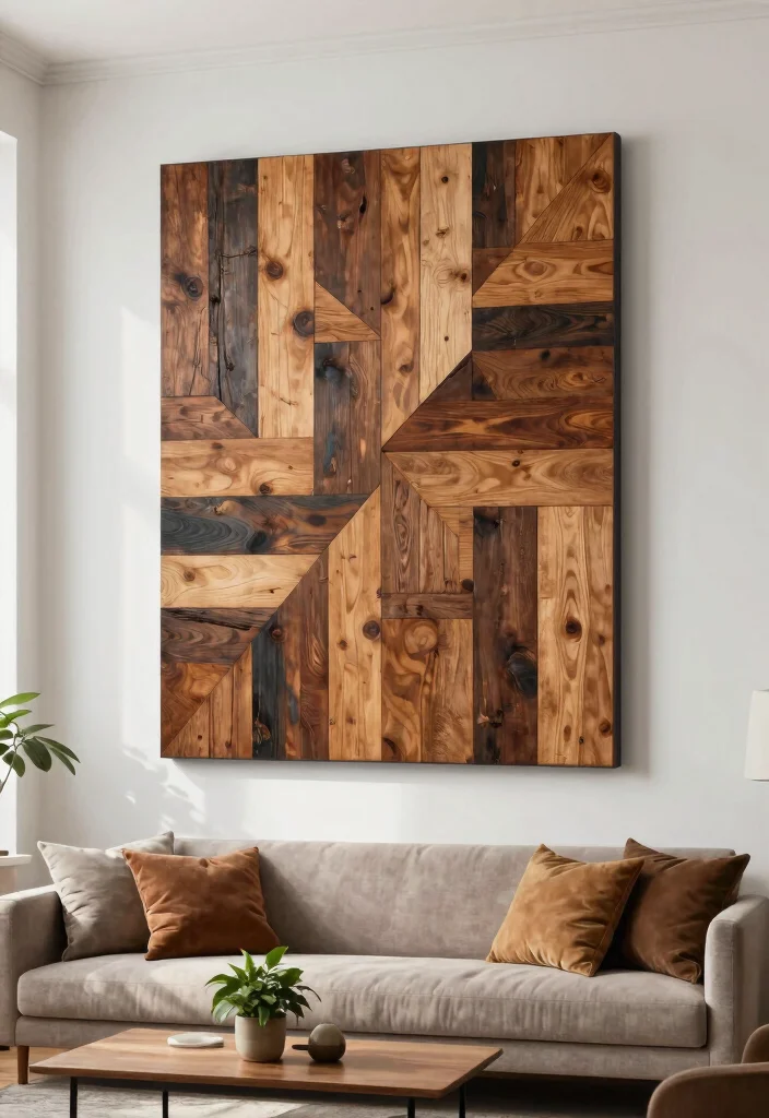 17 Wall Art Designs Paint Ideas That Transform Blank Walls - 1. Reclaimed Wood Art 1