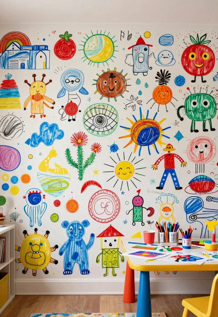 17 Wall Art Designs Paint Ideas That Transform Blank Walls - 13. Doodle Wall 1