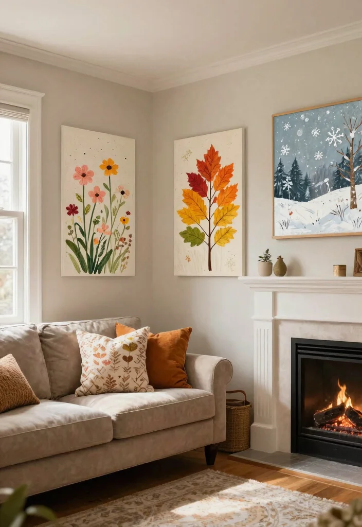 17 Wall Art Designs Paint Ideas That Transform Blank Walls - 17. Seasonal Art Displays 1