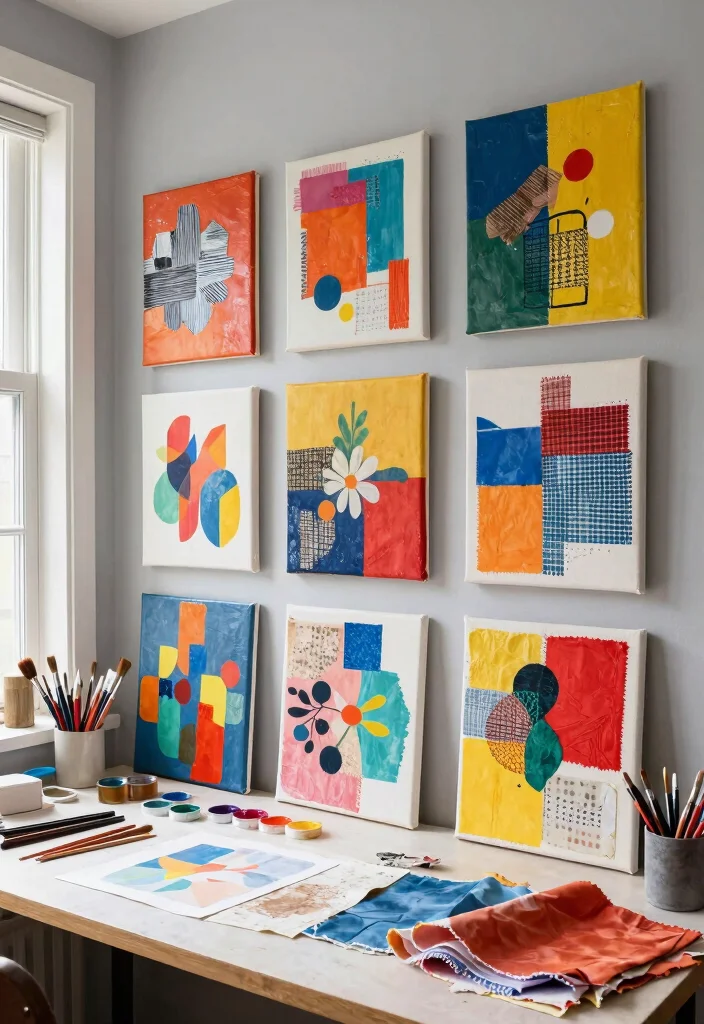 17 Wall Art Designs Paint Ideas That Transform Blank Walls - 3. Upcycled Canvas Art 1