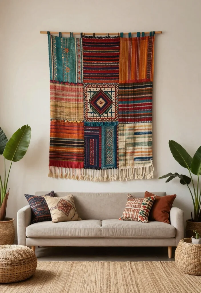 17 Wall Art Designs Paint Ideas That Transform Blank Walls - 5. Fabric Wall Hangings 1