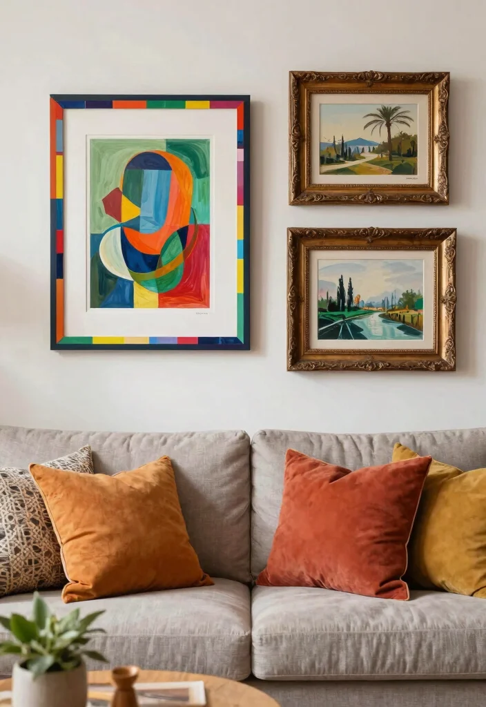 18 Artwork for Living Room Wall Art Ideas That Impress Guests - 12. Fun Framing 1