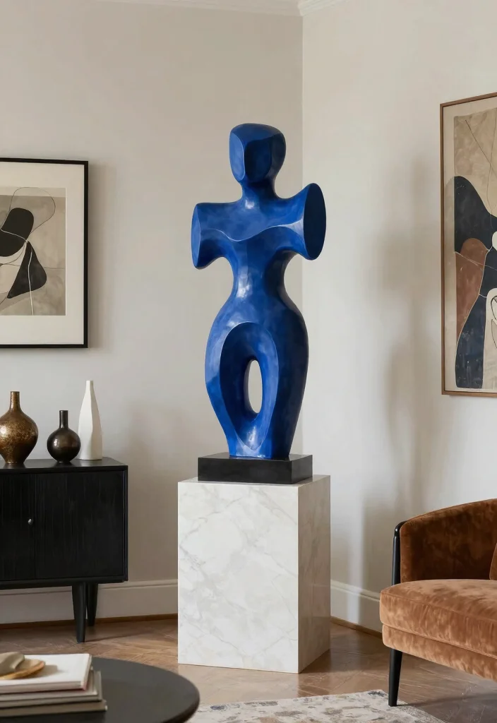 18 Artwork for Living Room Wall Art Ideas That Impress Guests - 13. Statement Sculptures 1